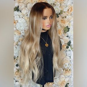 24 inch Brown & Blonde Wig